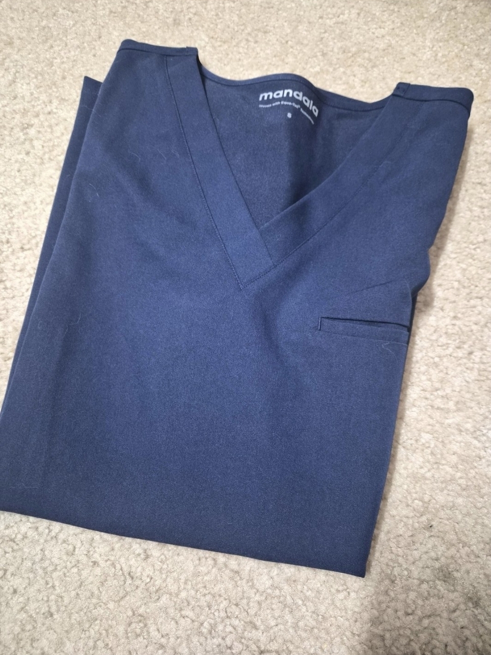 Mandala Navy V‑Neck Scrub Top